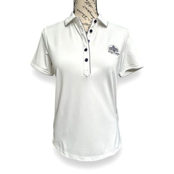 Peter Millar S White Golf Polo Shirt Olde Florida Logo Performance Stretch Top - Picture 1 of 7